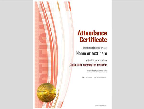 attendance certificate with gold medal template