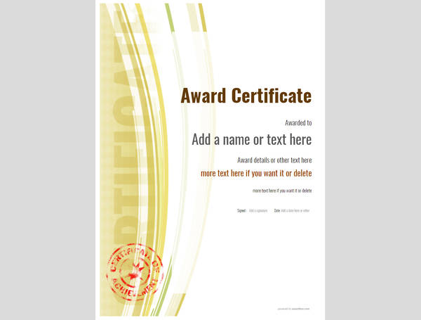award certificate with red stamp