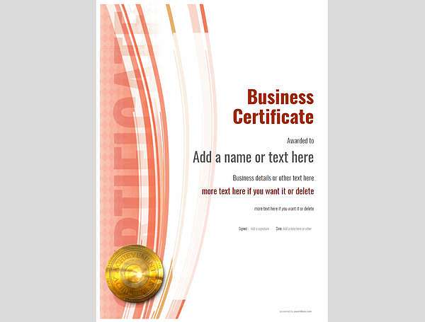 business certificate with gold medal template