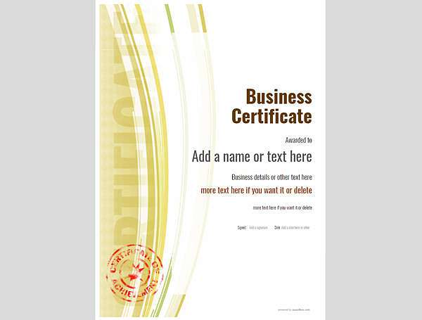 business certificate with red stamp