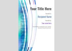 Upright certificate design in modern style blue stripe and vignette