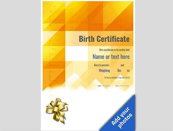 birth certificate with gold ribbon