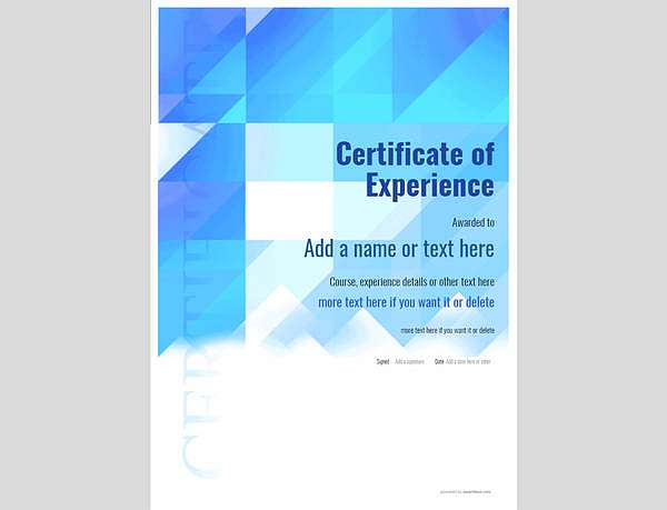 Blue work Experience certificate template
