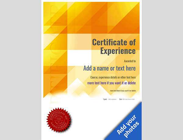 Experience certificate with red seal