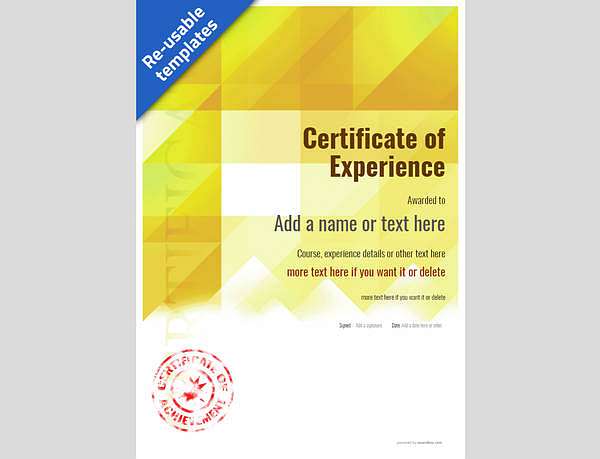Yellow template Experience certificate with red stamp