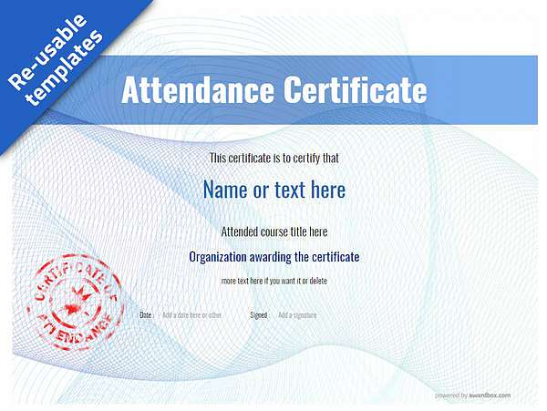 Work attendance certificate with red stamp template