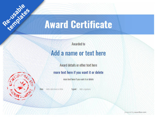  award certificate with red stamp template