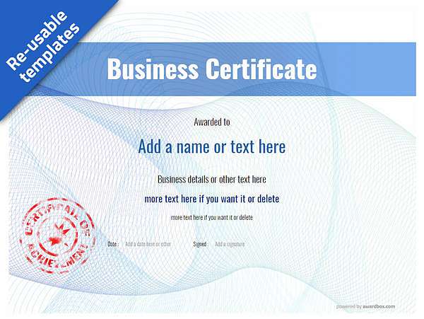  business certificate with red stamp template
