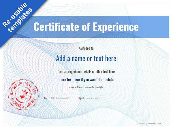 Work Experience certificate with red stamp template