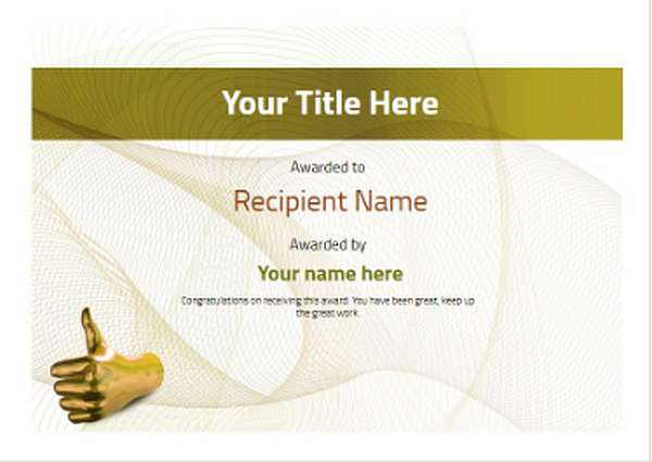 Yellow delicate geometric modern style certificate template with gold thumbs up decoration