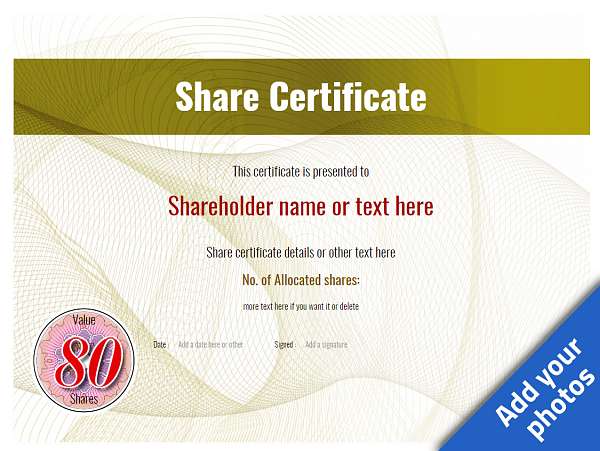 Yellow share certificate with spirograph style graphic template