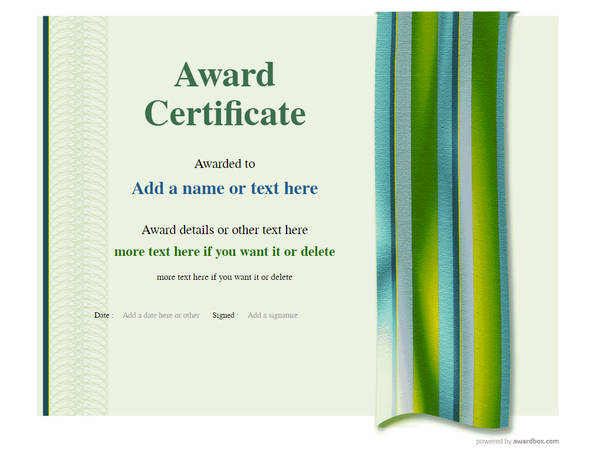 Green award certificate