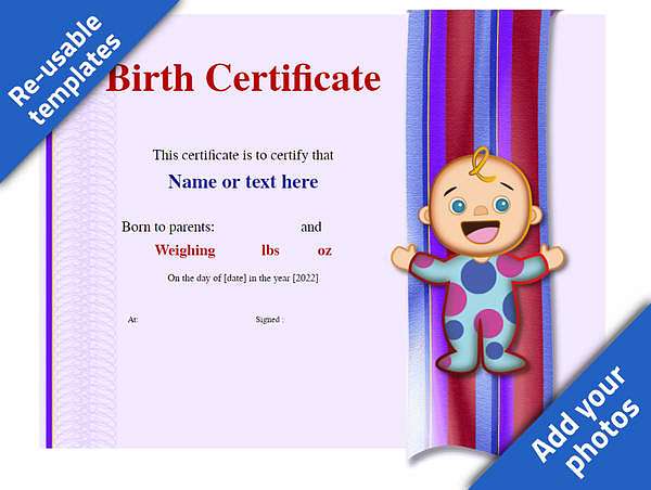  fake birth certificate with european baby boy graphic