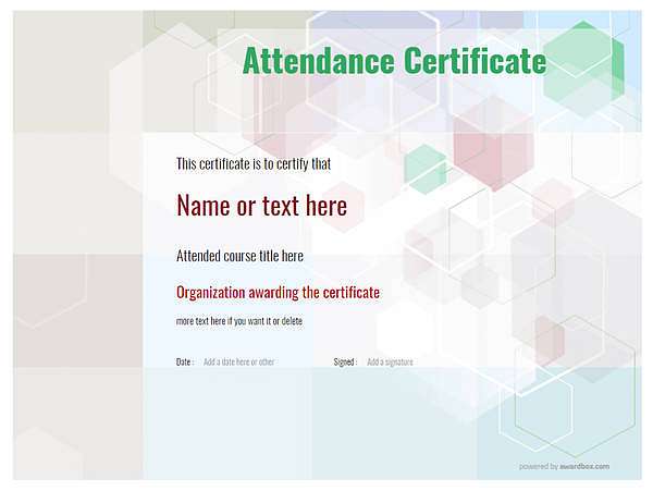 modern design, landscape attendance certificate