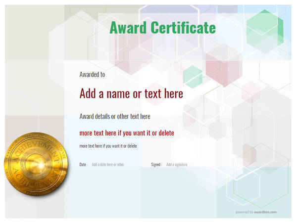 modern design Work award certificate with gold medal
