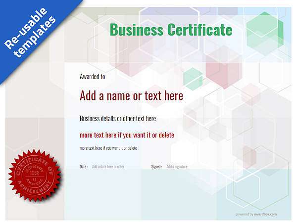  business certificate with red seal