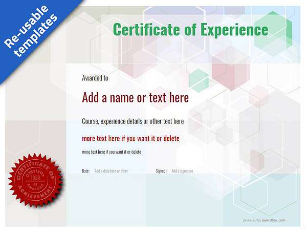 Work Experience certificate with red seal