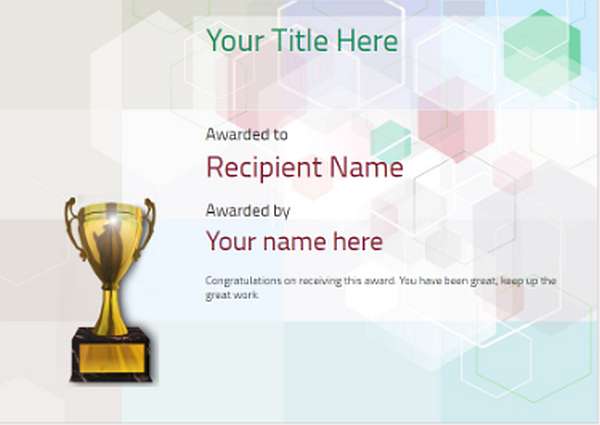 Modern style grey, green certificate design with gold trophy
