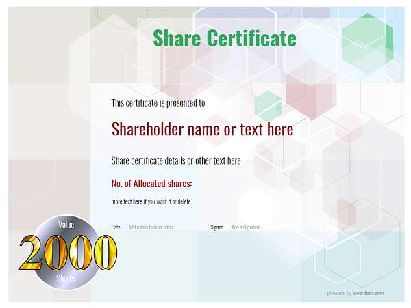 share certificate with steel style motif. Template