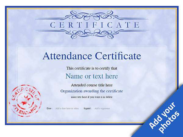 attendance certificate, vintage landscape template 