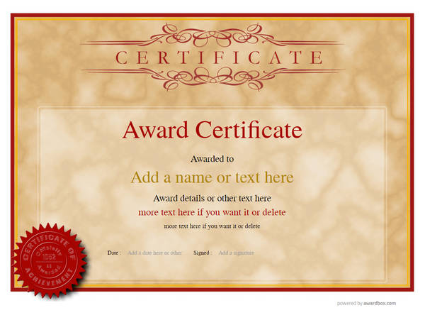 award vintage landscape certificate with red seal 