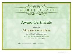 Green award vintage landscape certificate