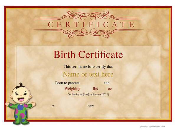 birth vintage landscape certificate with chinese bay cartoon 