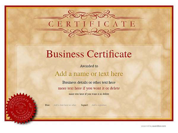 business vintage landscape certificate with red seal 