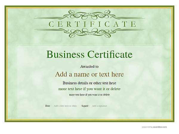 Green business vintage landscape certificate