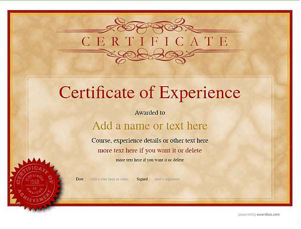 Experience vintage landscape certificate with red seal 