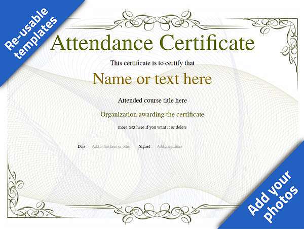 Blank attendance certificate vintage landscape template