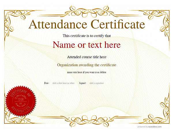 Yellow vintage template. attendance certificate with seal badge 
