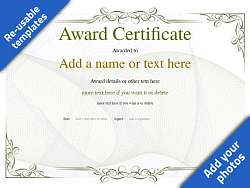 Blank award certificate on vintage landscape template