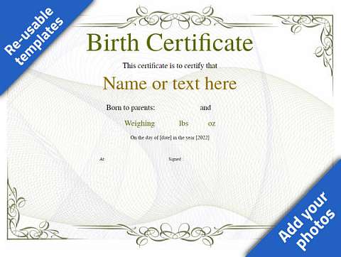 Free Birth Certificate templates for easy editing