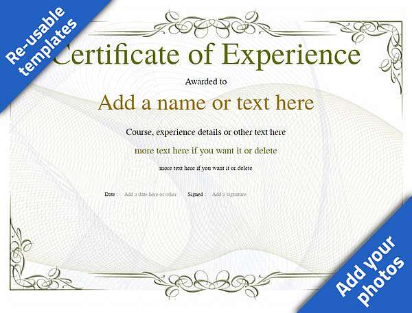 Blank Experience certificate vintage landscape template