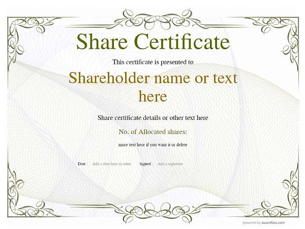 Blank share certificate, vintage landscape template