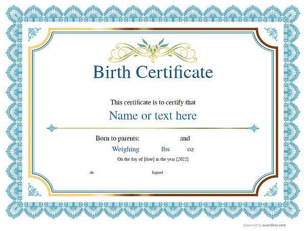 Blue birth certificate