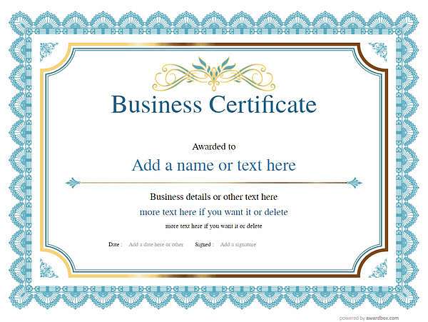 Blue  business certificate
