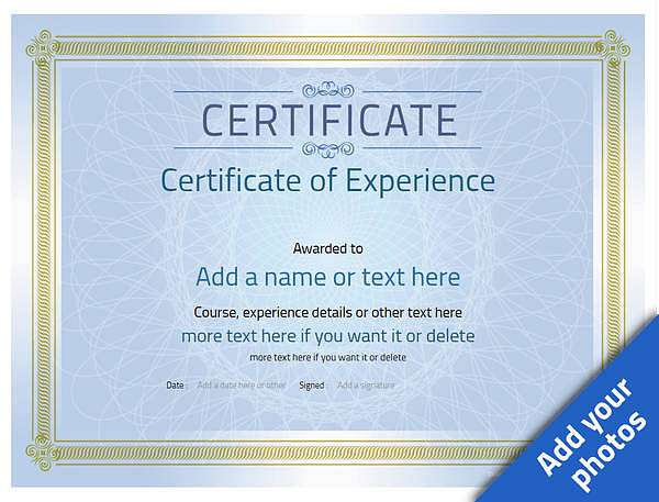 Blue work Experience certificate