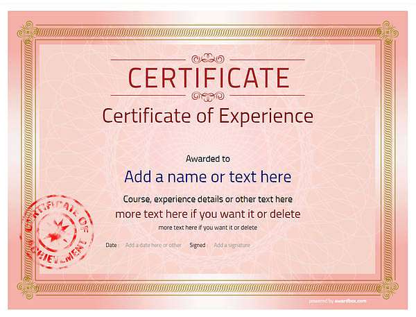Red template, work Experience certificate with red stamp
