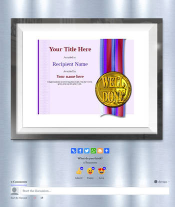 Modern style purple with large ribbon design featuring a gold welldone medal