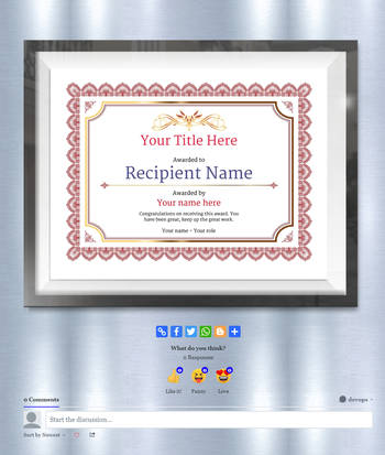 Red vintage landscape e-certificate blank template with gold border 