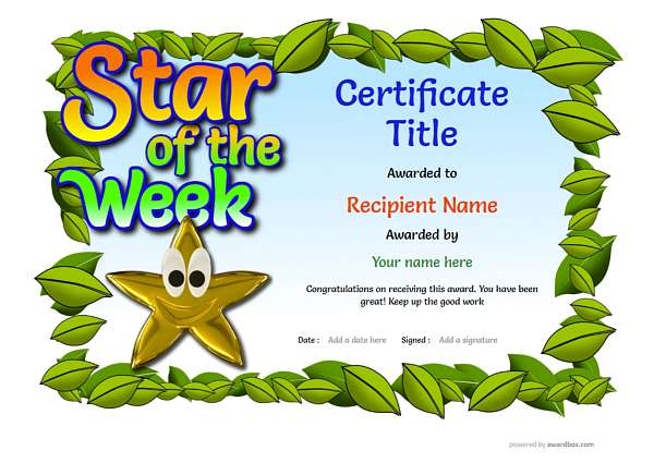 A fun, jolly design certificate for young people as a link to the main kids certificate catalog 