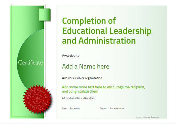 This professional and sleek, free certificate template is tailored for Educational Leadership and Administration graduates. Simple to edit and download